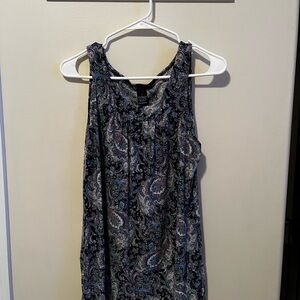 Paisley Print Sleeveless Blouse - Black and Blue